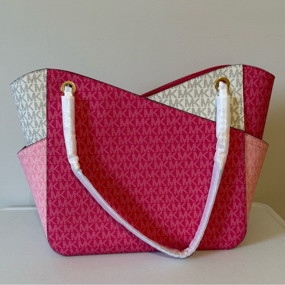 Michael Kors Pink Logo Colorblock Tote - Picture 4 of 6